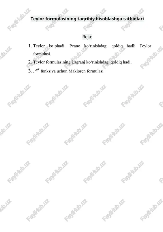 teylor formulasi — DOCX