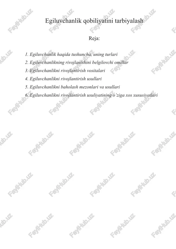 egiluvchanlik qobiliyatini tarbiyalash — DOCX