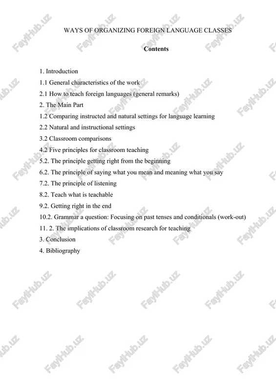 ways of organizing foreign language classes — DOC