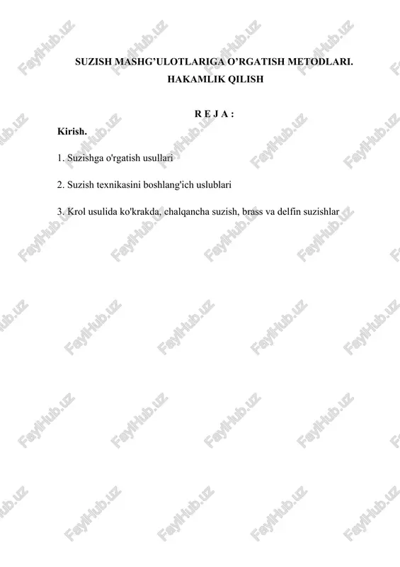 suzish mashg’ulotlariga o’rgatish metodlari — DOCX