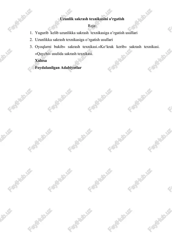 uzunlik sakrash texnikasini o'rgatish — DOCX