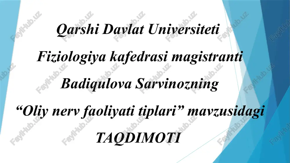 "oliy nerv faoliyat turlari" — PPTX