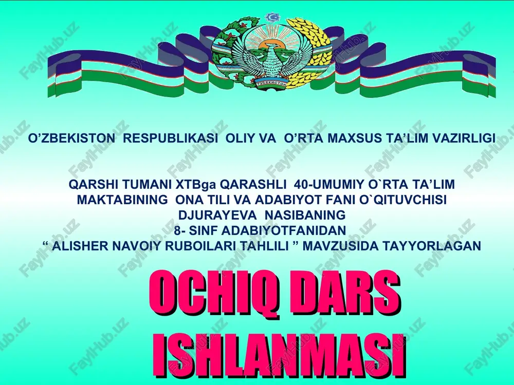 alisher navoiy ruboiylari tahlili — PPT