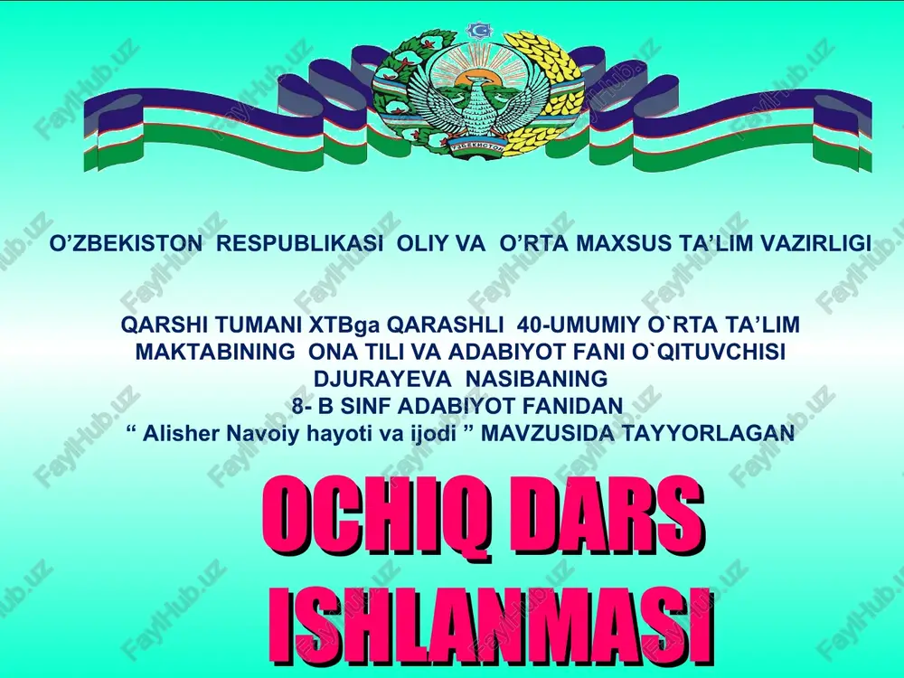 "alisher navoiy hayoti va ijodi" — PPT