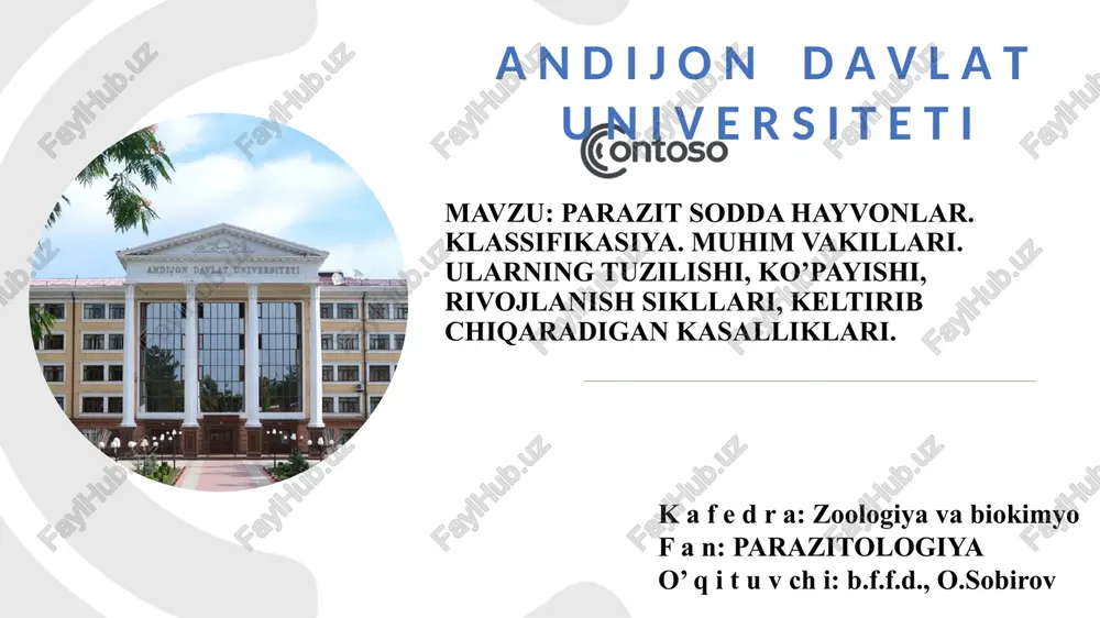 parazit sodda hayvonlar — PPTX