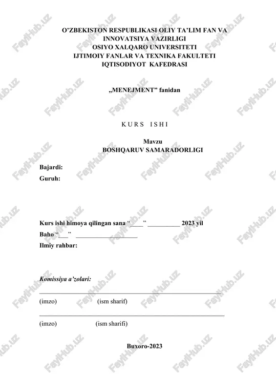 boshqaruv samaradorligi — DOCX