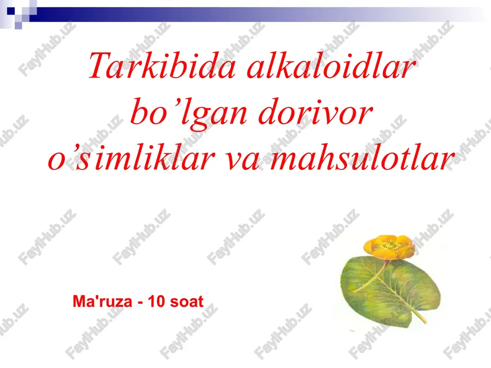 alkaloidlar — PPT