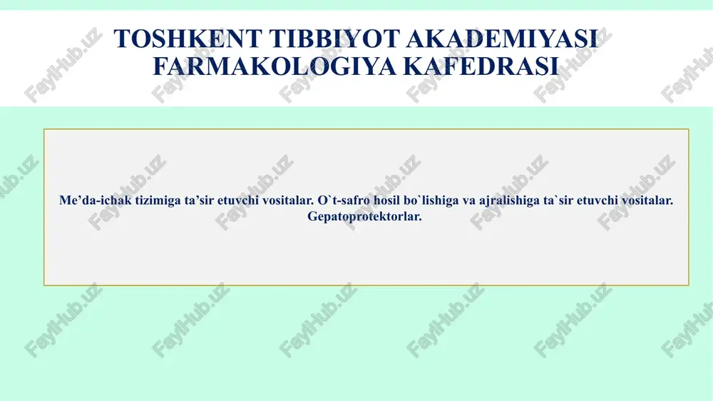 me’da-ichak tizimiga ta’sir etuvchi vositalar — PPTX