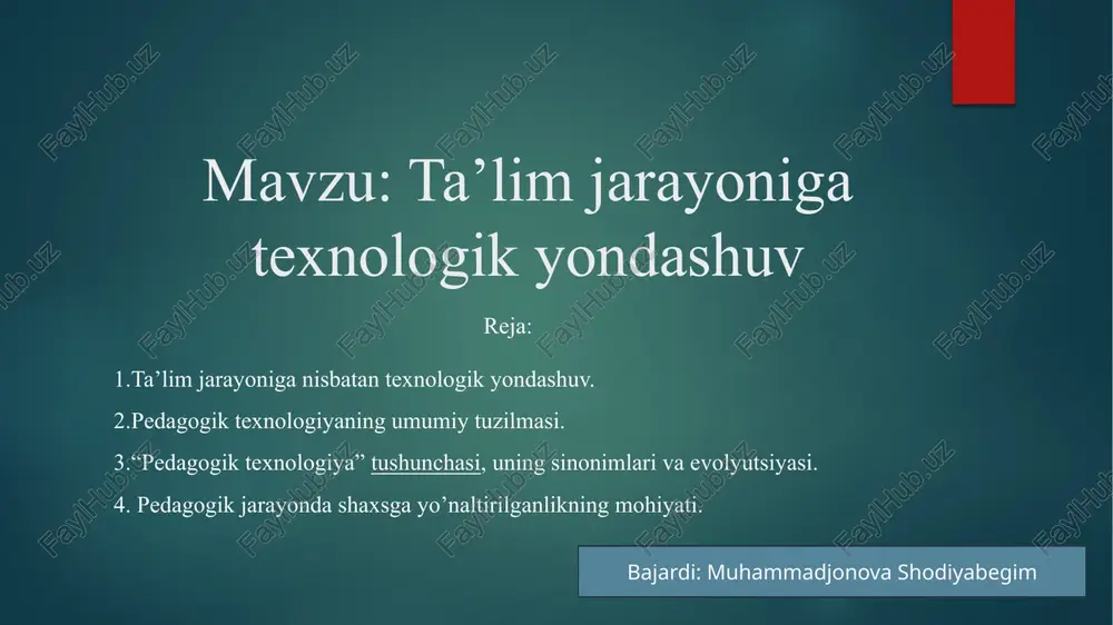 pedagogik texnologiya — PPTX