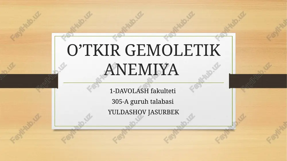 o’tkir gemoletik anemiya — PPTX