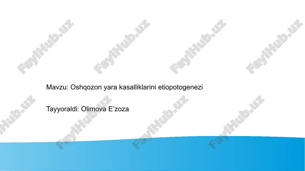 oshqozon yara kasalliklarini etiopotogenezi — PPTX