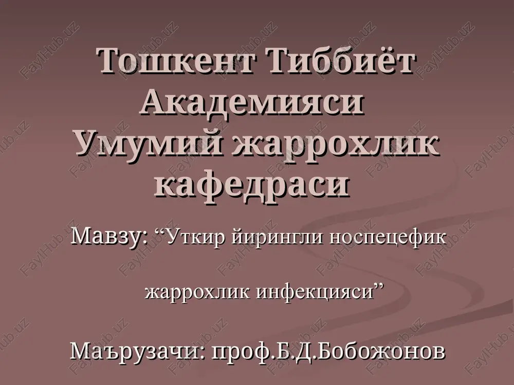utkir yiringli nospetsefik jarroxlik infektsiyasi — PPT