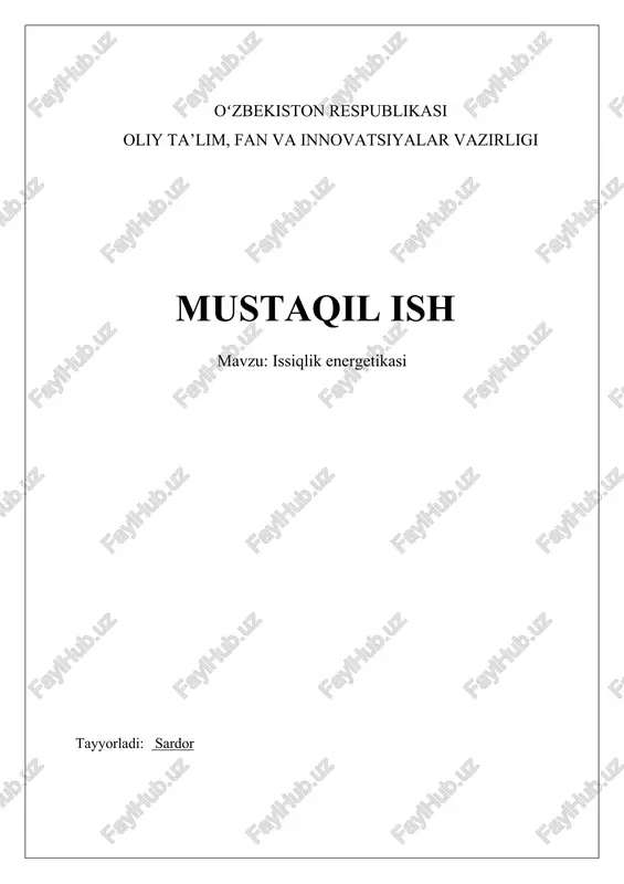 issiqlik energetikasi — DOCX