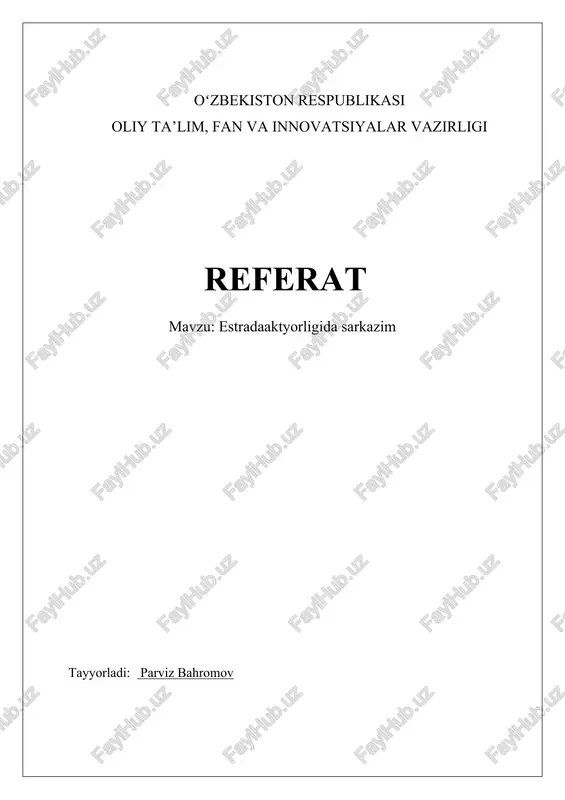 sahna aktyorligida istehzoni o'rganish — DOCX