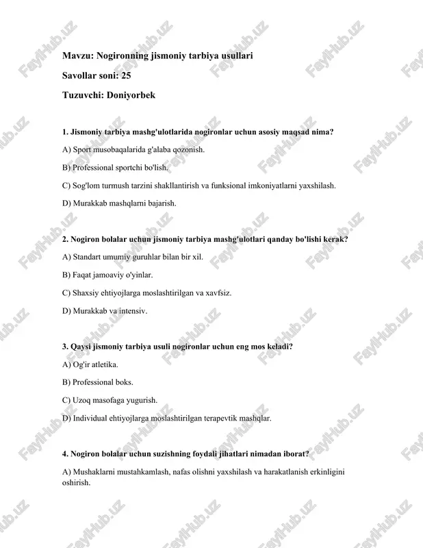 nogironning jismoniy tarbiya usullari — DOCX