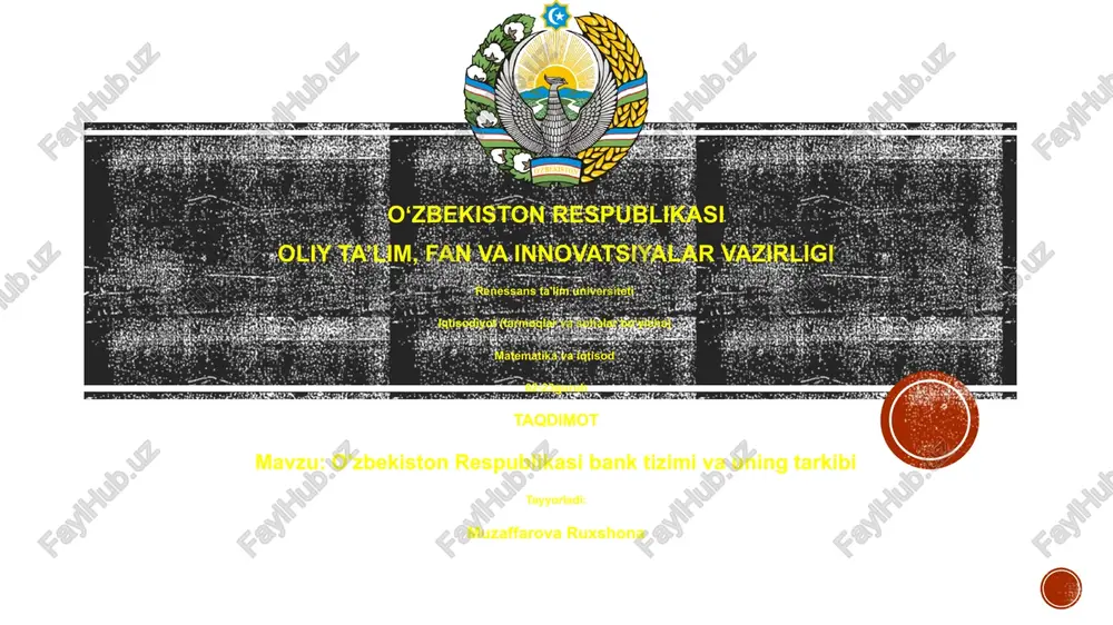 o'zbekiston respublikasi bank tizimi va uning tarkibi — PPTX