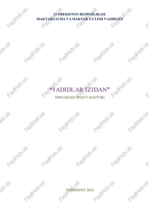 "jadidlar izidan" to‘garagi o‘quv dasturi — PDF