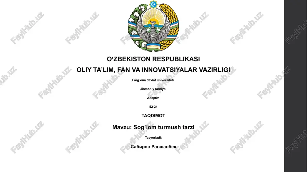 sog'lom turmush tarzi — PPTX