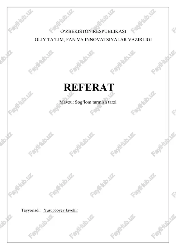 sogʻlom turmish tarzi — DOCX
