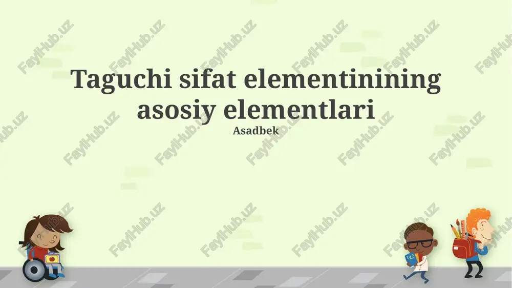 taguchi usulining asosiy elementlari — PPTX