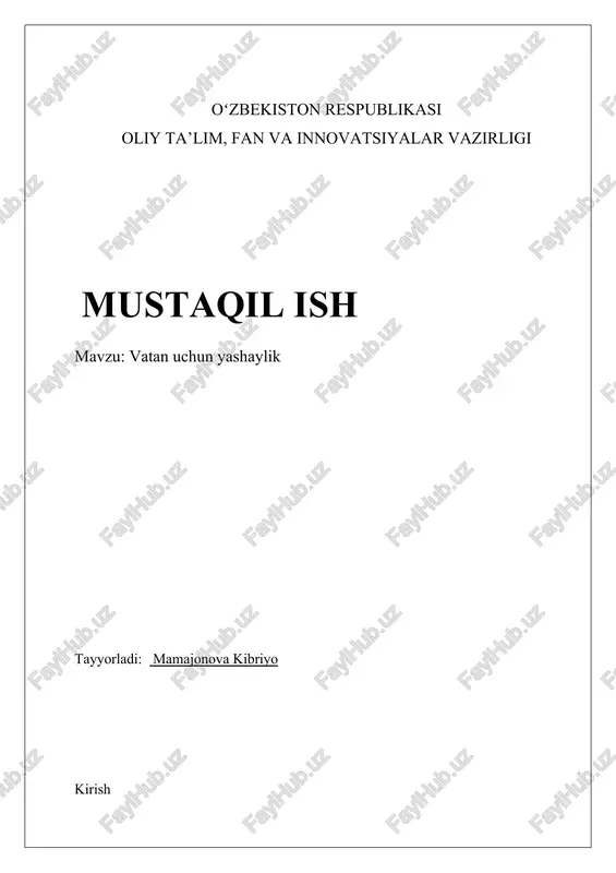 vatan uchun yashaylik — DOCX