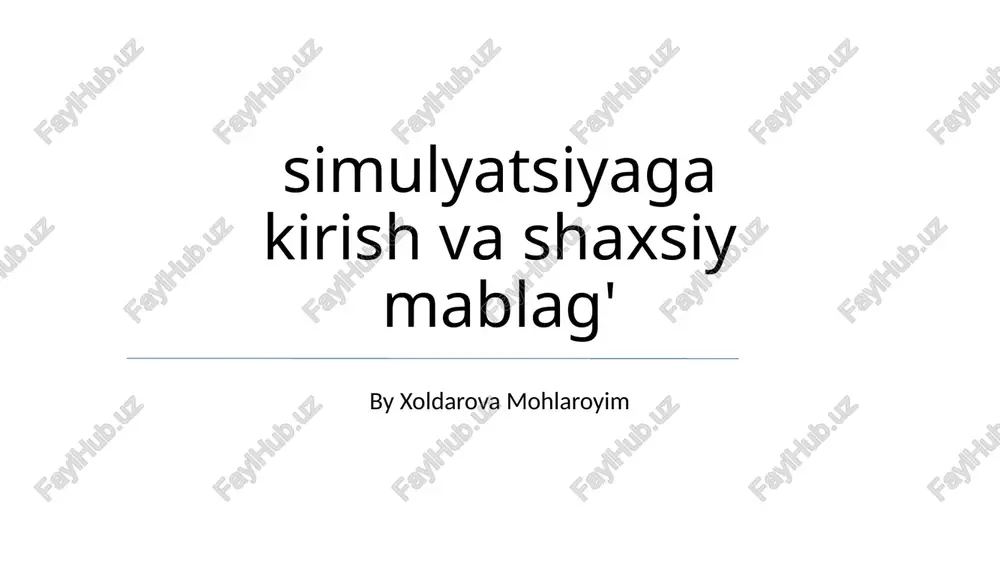 simulyatsiyaga kirish va shaxsiy mablag' — PPTX