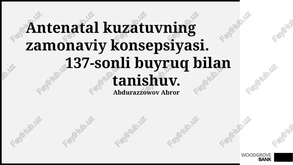 antenatal kuzatuvning zamonaviy konsepsiyasi — PPTX