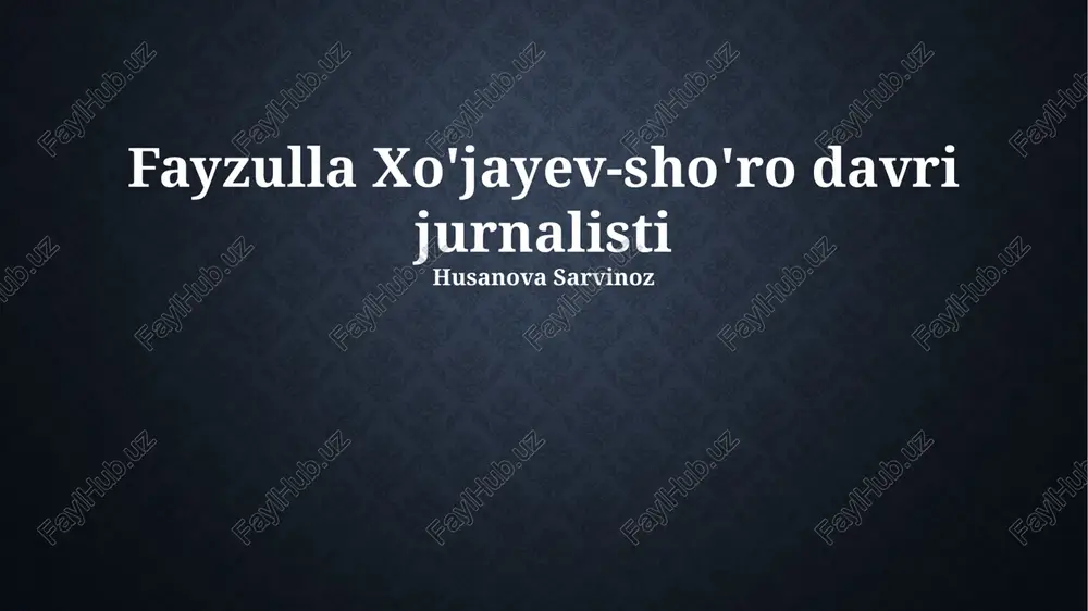 fayzulla xo'jayevning hayoti va faoliyati — PPTX