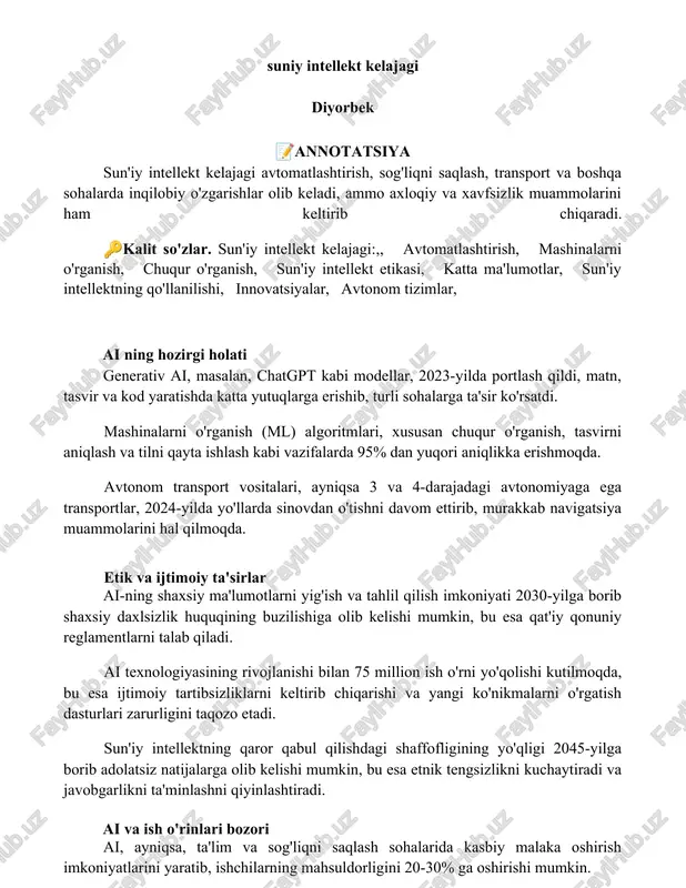 sun'iy intellekt kelajagi — DOCX