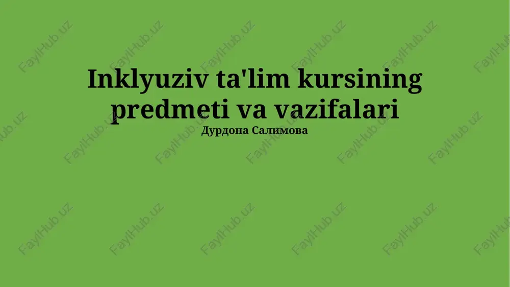 inklyuziv ta'lim kursi — PPTX