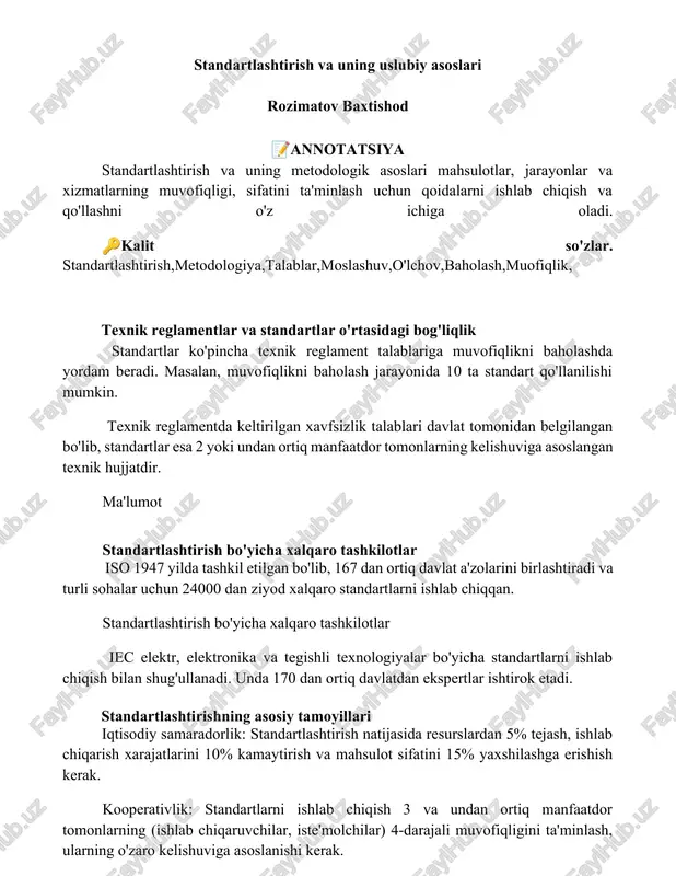 standartlashtirish va uning uslubiy asoslari — DOCX