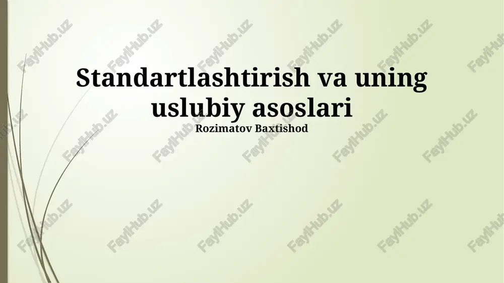 standartlashtirish va uning uslubiy asoslari — PPTX