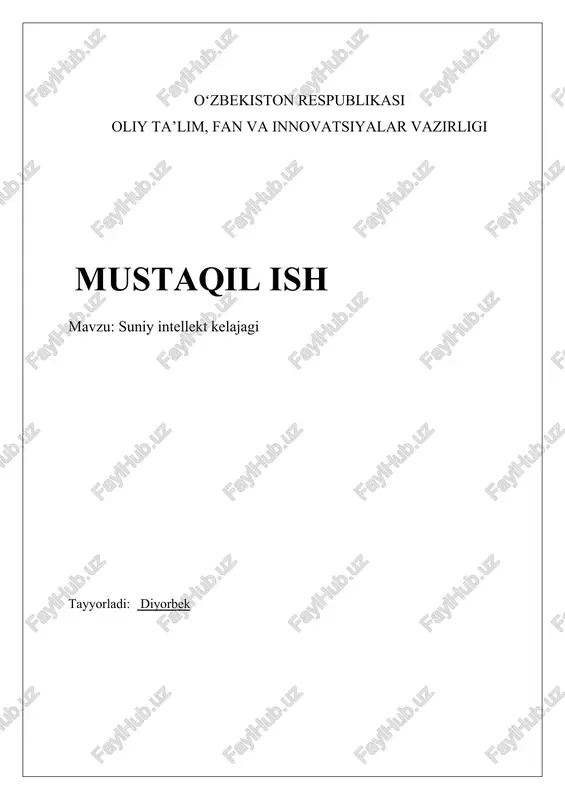 suniy intellekt kelajagi — DOCX