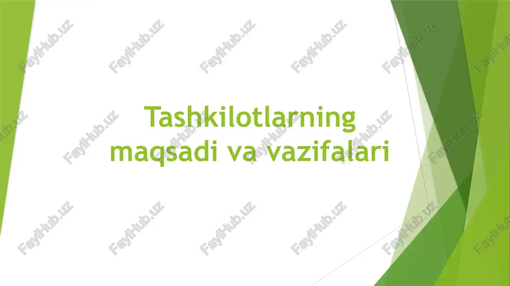 tashkilotlarning maqsadi va vazifalari — PPTX