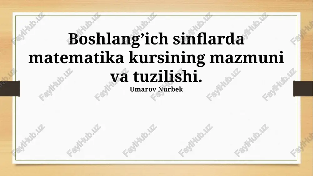 boshlang'ich matematika kursi — PPTX