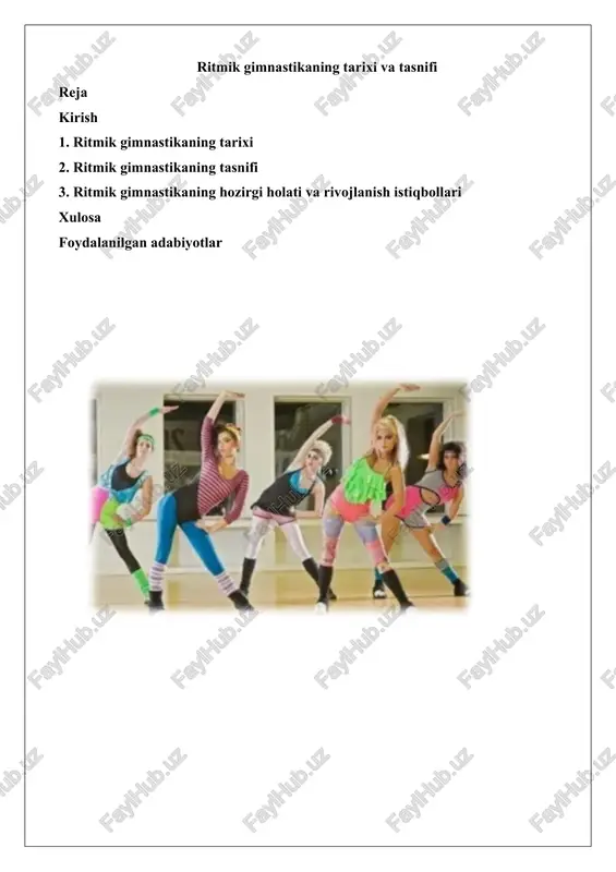 ritmik gimnastikaning tarixi va tasnifi — DOCX