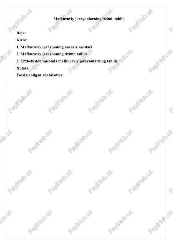 mafkuraviy jarayonlarning tizimli tahlili — DOCX