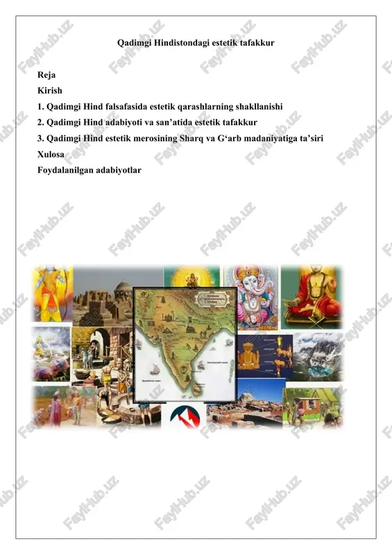 qadimgi hindistondagi estetik tafakkur — DOCX