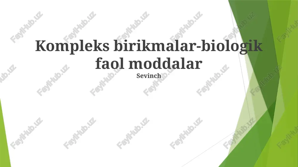 kompleks birikmalar-biologik faol moddalar — PPTX