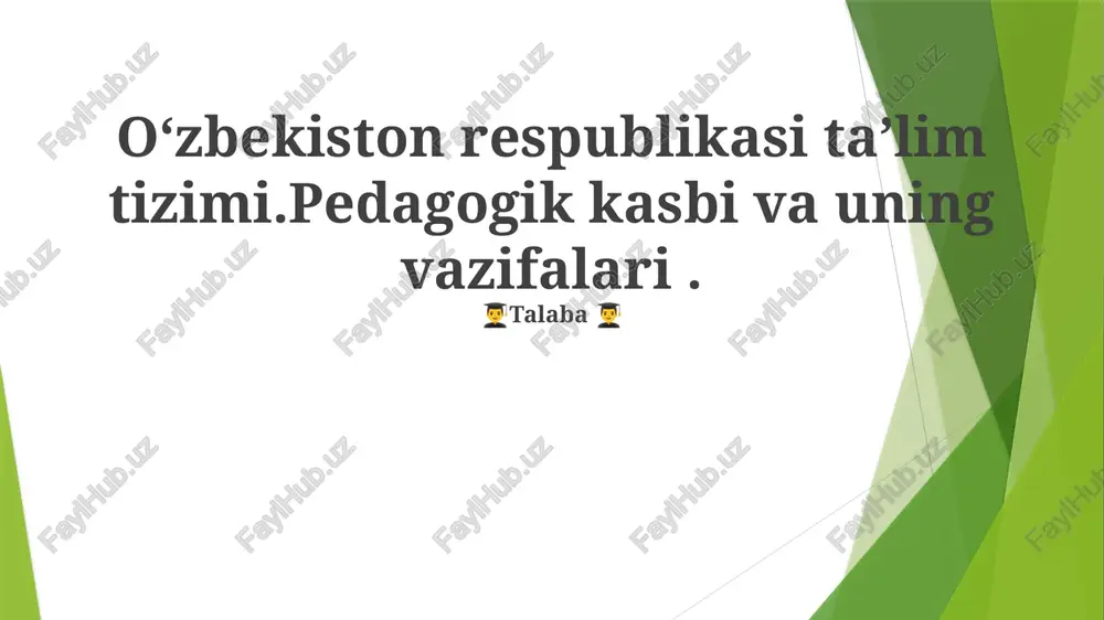 pedagogik kasbi va uning vazifalari — PPTX