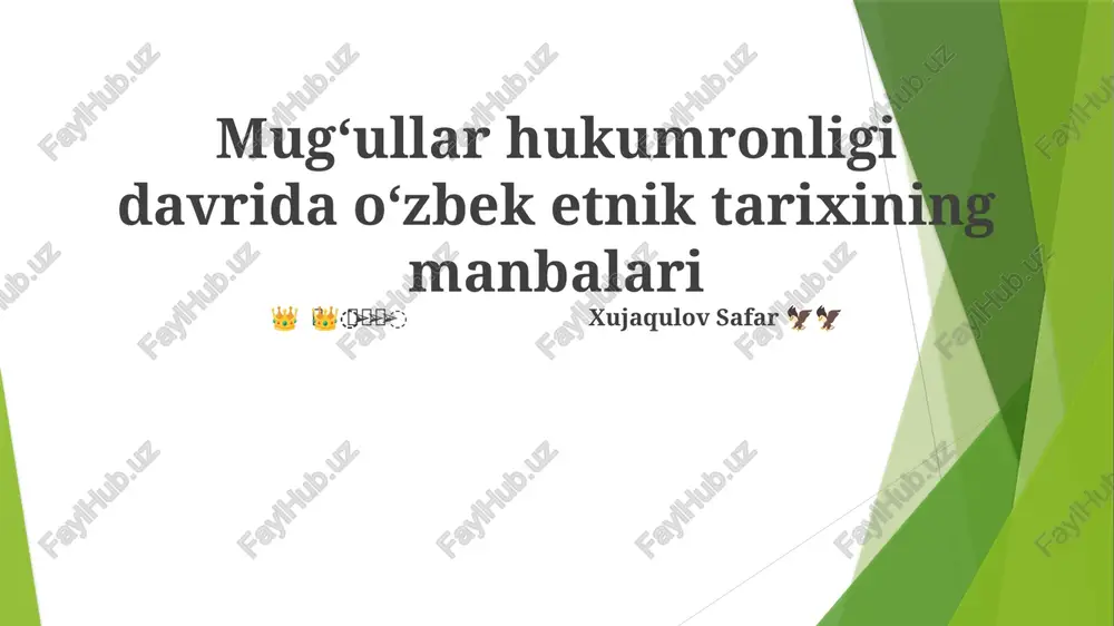 oʻzbek etnik tarixining manbalari — PPTX