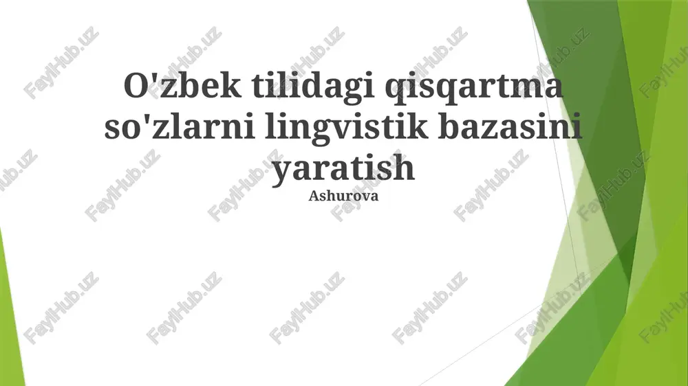 mavjud qisqartmalar amalga oshirish usullari — PPTX