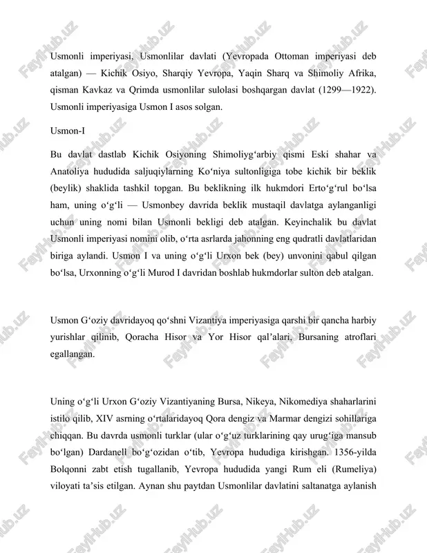 usmonli imperiyasi, usmonlilar davlati — DOC