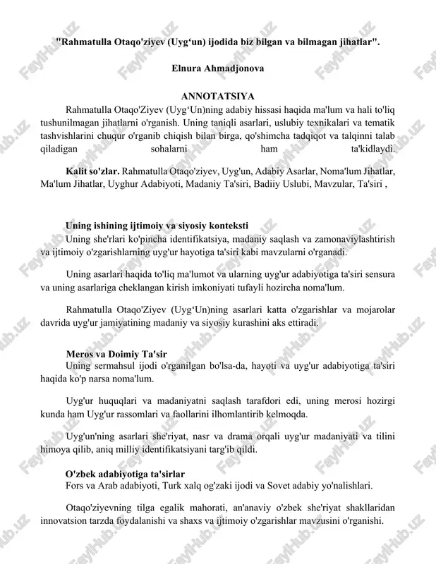 rahmatulla otaqo'ziyev (uyg'un)ning asarlari — DOCX
