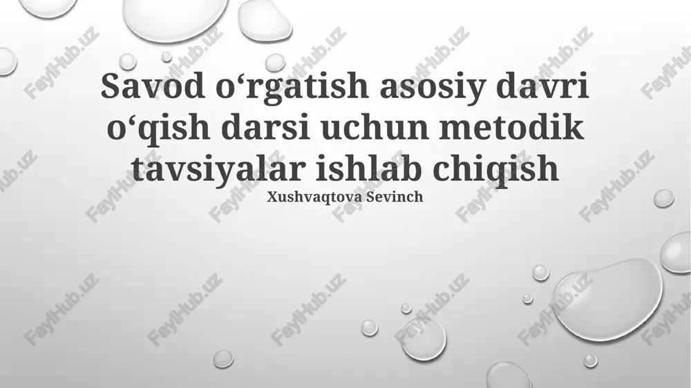 savod oʻrgatish asosiy davri oʻqish darsi — PPTX