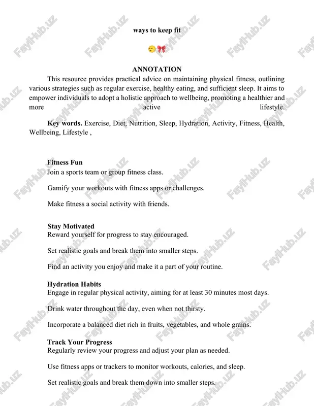 ways to keep fit — DOCX