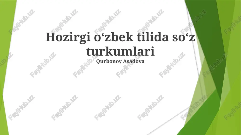 hozirgi oʻzbek tilida soʻz turkumlari — PPTX