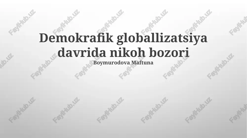 xalqaro migratsiya va madaniyatlararo nikoh — PPTX