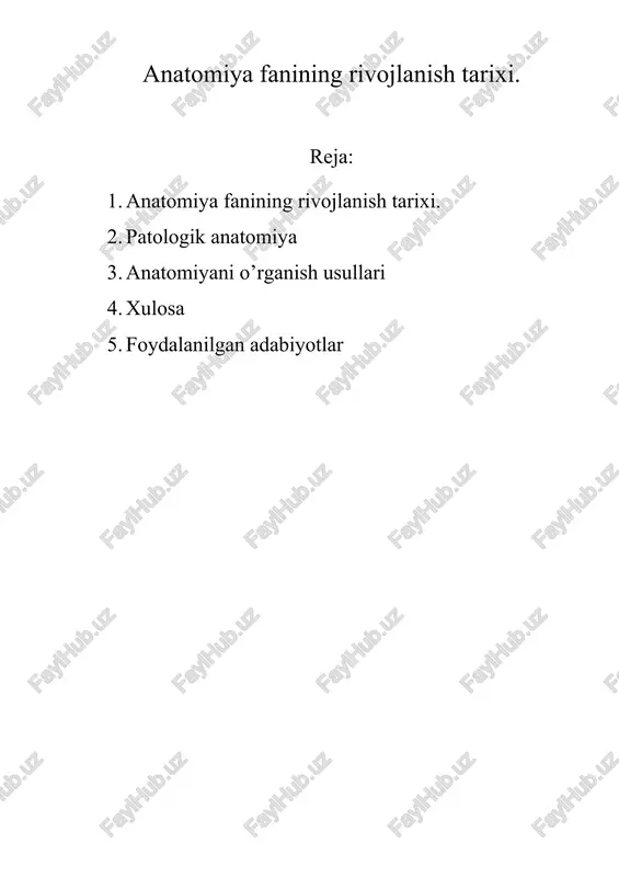 anatomiya fanining rivojlanish tarixi — DOCX