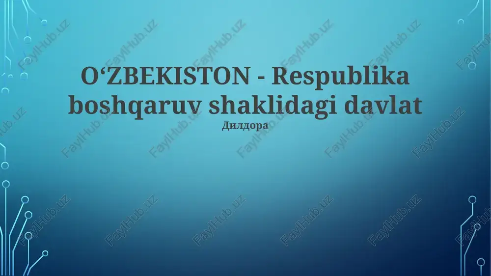 hozirgi o'zbekiston — PPTX
